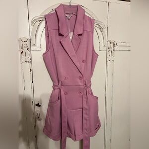 Pink Sleeveless Double-Breasted Romper